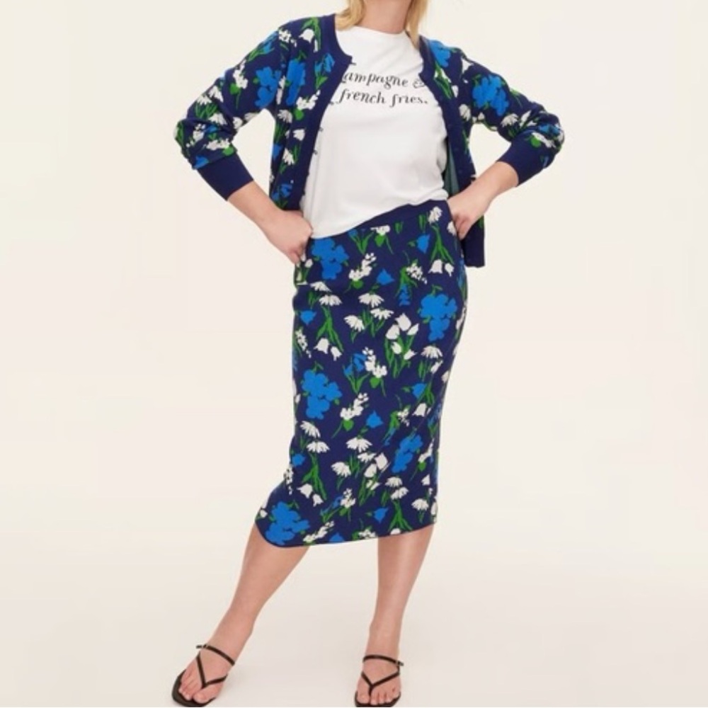 Kate Spade Blue and Green Floral Skirt Set